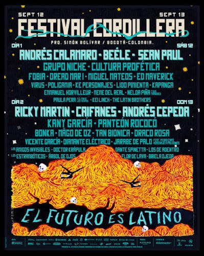 Cartel oficial del Festival Cordillera 2026 · 12 y 13 de septiembre · Parque Simón Bolívar